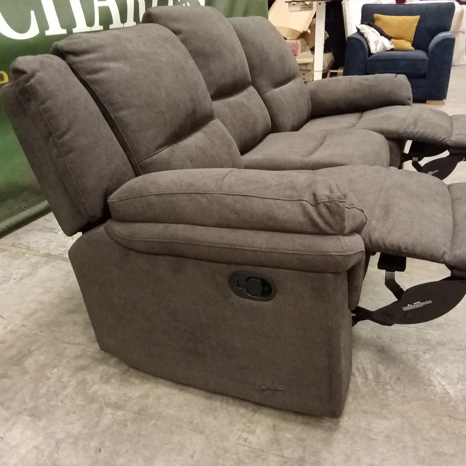 ALBION CHENILLE 3 SEATER HIGH BACK MANUAL RECLINER SOFA - CHARCOAL RRP £679