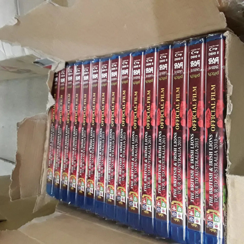A BOX OF APPROXIMATELY 16 THE BRITISH &IRISH LIONS TOUR TO AUSTRALIA 2013 OFFICIAL FILM DVDS