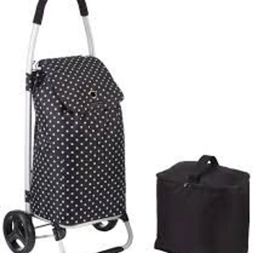 KITCHEN CRAFT BLACK POLKA DOT FOLDABLE SHOPPING TROLLEY 