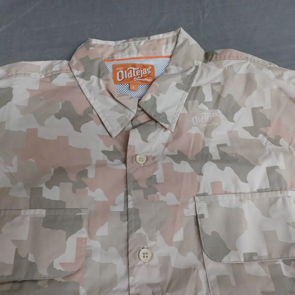 OLD TEJAS CAMOFLAGE SHORT SLEEVE SHIRT - L