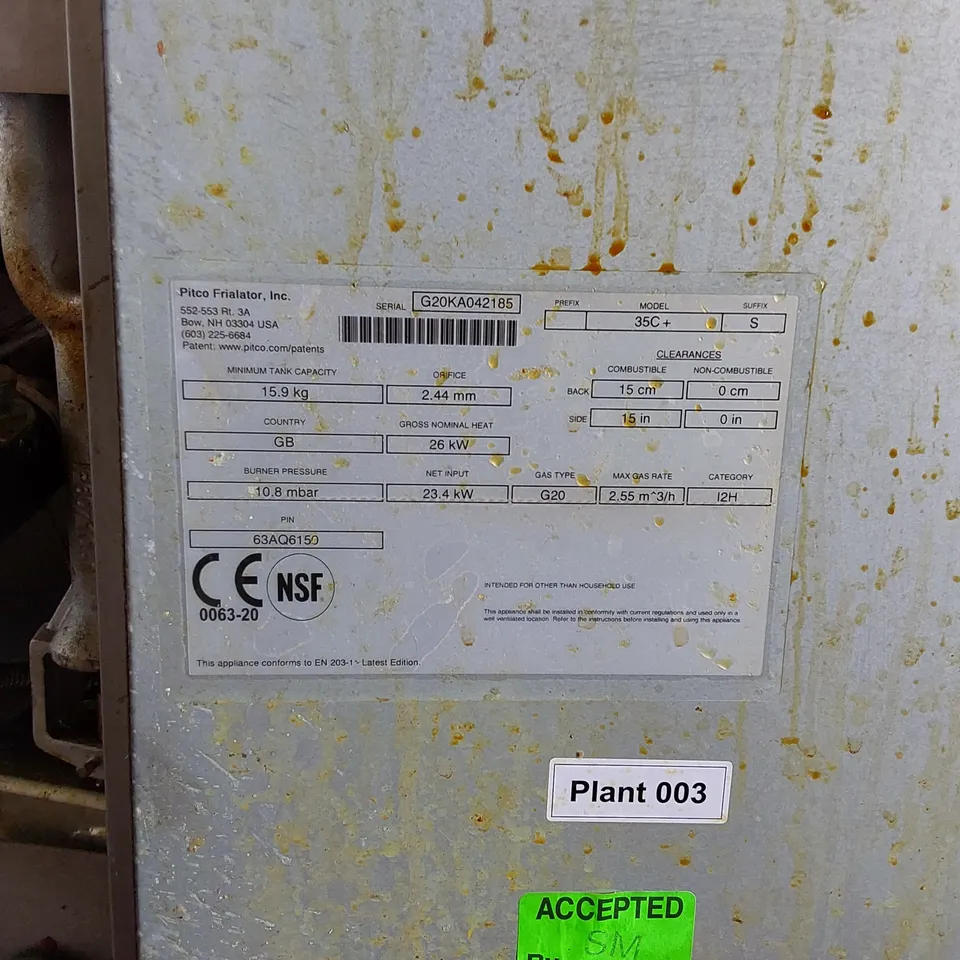 PITCO 35C+ S COMMERCIAL GAS FRYER