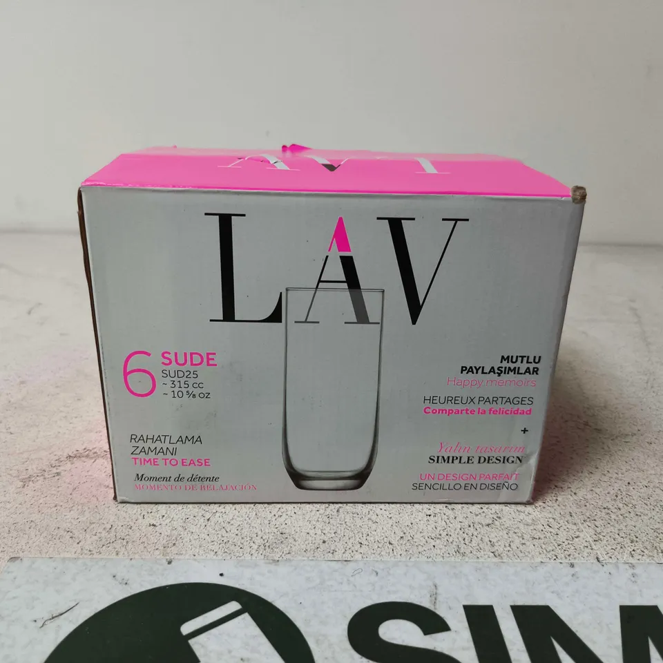 LAV SUDE GLASS TUMBLERS - SET OF 6 - BOXED