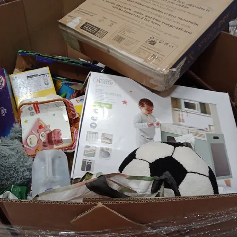 PALLET OF ASSORTED KID PRODUCTS TO INCLUDE;WATER TABLE,FOOTBALL PLUSHIE,TEDDY, BASKET,XSHOT