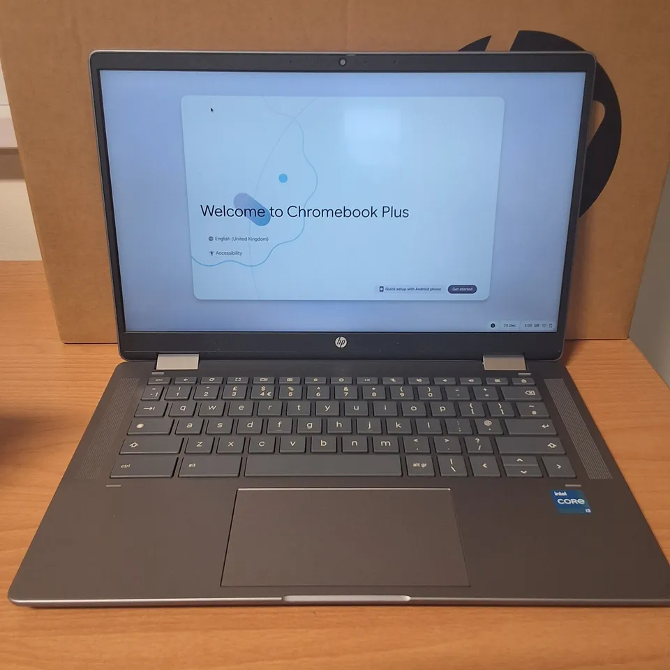 BOXED HP CHROMEBOOK PLUS X360 CORE I3 LAPTOP IN SILVER - 14B-CD0003NA