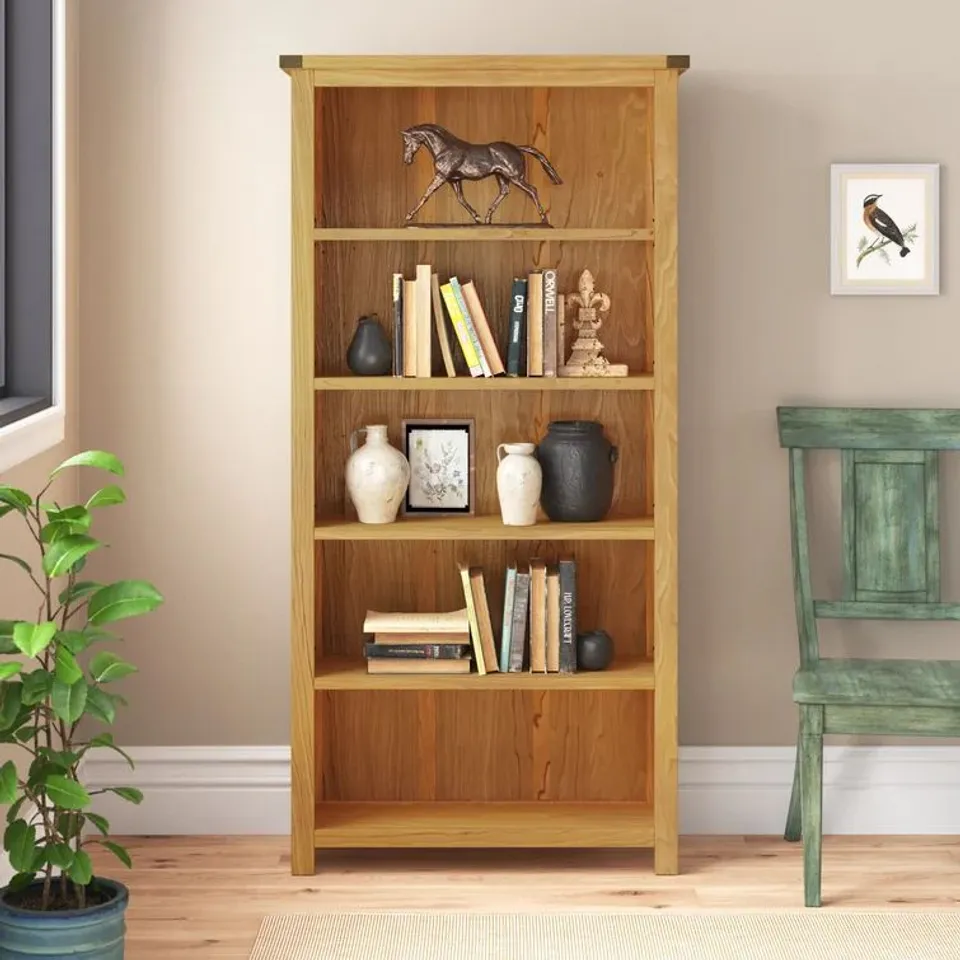 BOXED ARIETTA HIGH BOOKCASE - DARK WOODGRAIN 