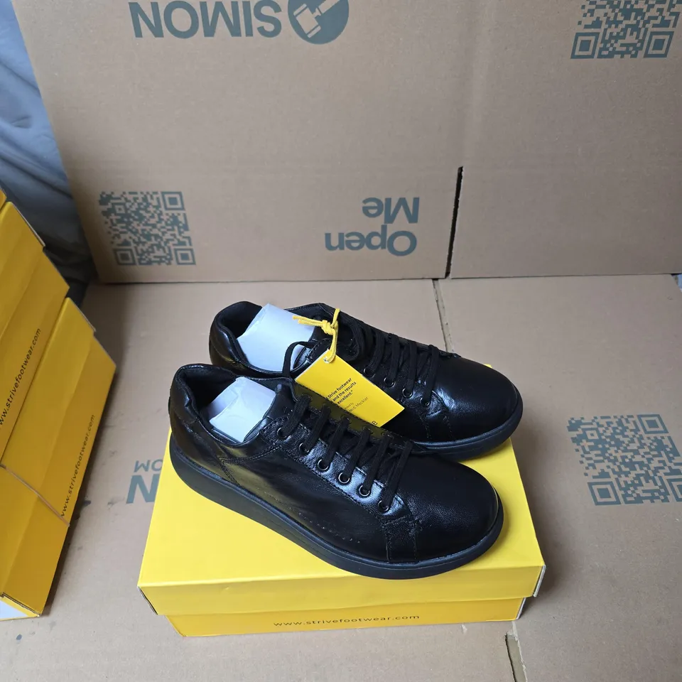 STRIVE DAKOTA ALL BLACK LEATHER SNEAKERS – UK 5 (EU 38, US 7)