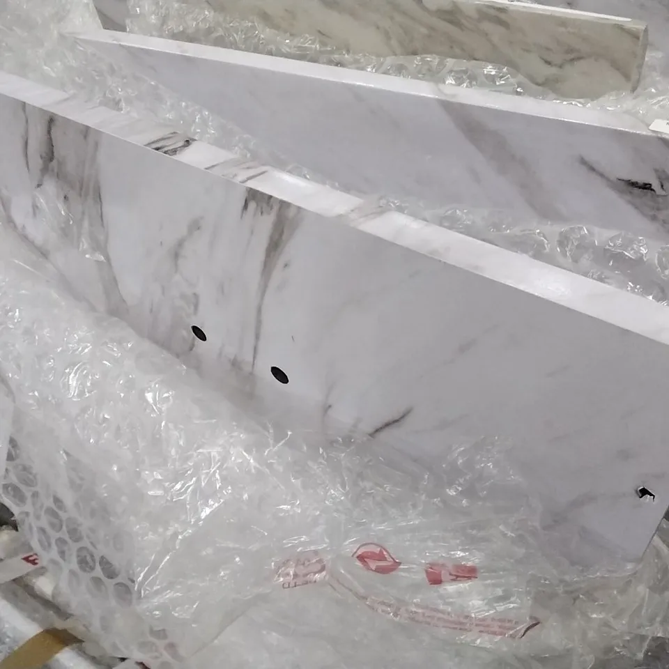 DESIGNER WHITE MARBLE EFFECT TABLE TOP SECTION RECTANGULAR 