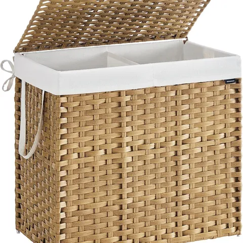 BOXED SONGMICS LAUNDRY BASKET, 160 L SYNTHETIC RATTAN STORAGE BASKET WITH LID AND HANDLES