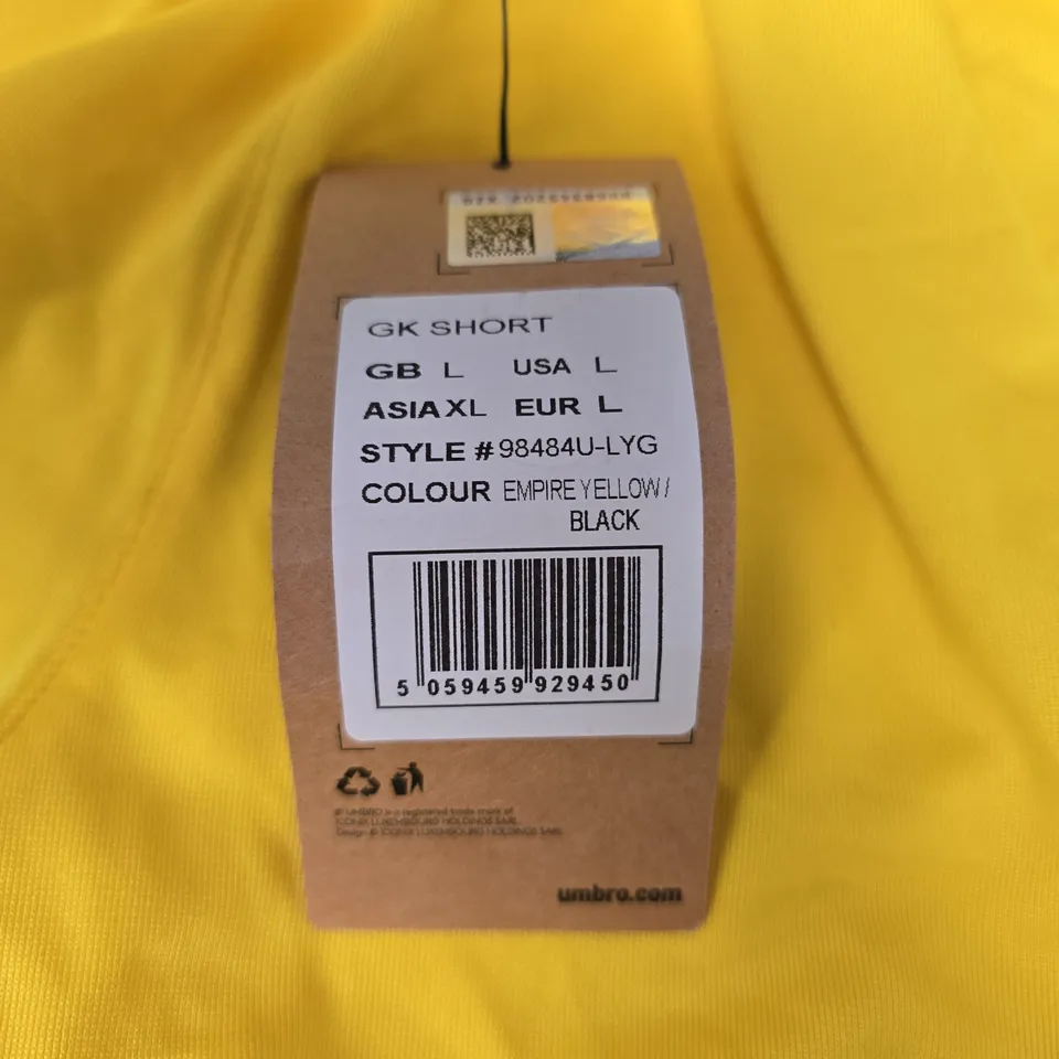 UMBRO GK SHORTS – EMPIRE YELLOW/BLACK, UK L