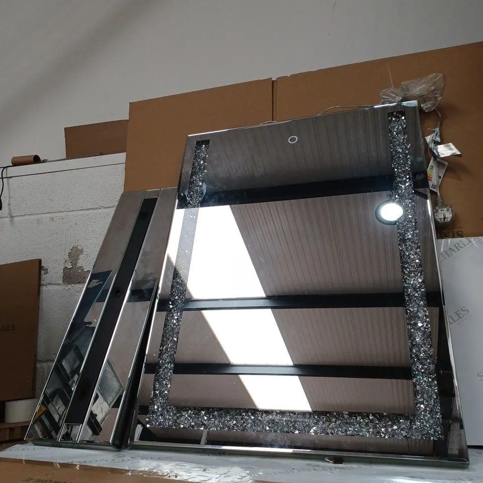 JM BY JULIEN MACDONALD LARGE ENCAPSULATED CRYSTAL LIGHT UP TABLE MIRROR - COLLECTION ONLY