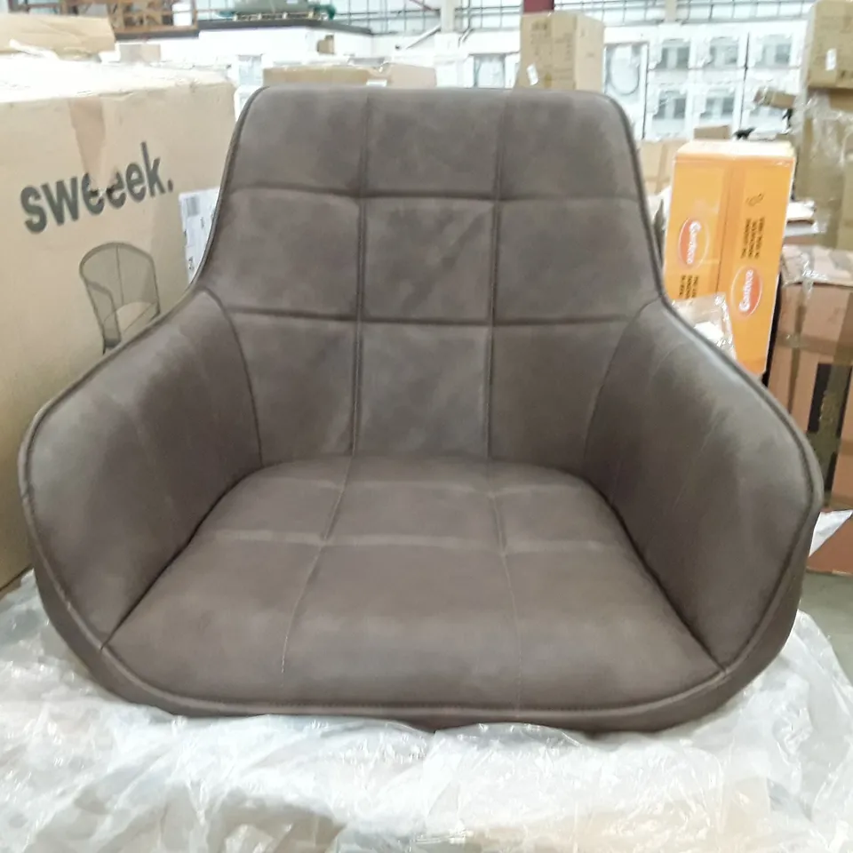 BOXED SET OF 2 UPHOLSTERED FAUX LEATHER DINING CHAIRS - BROWN (1 BOX)