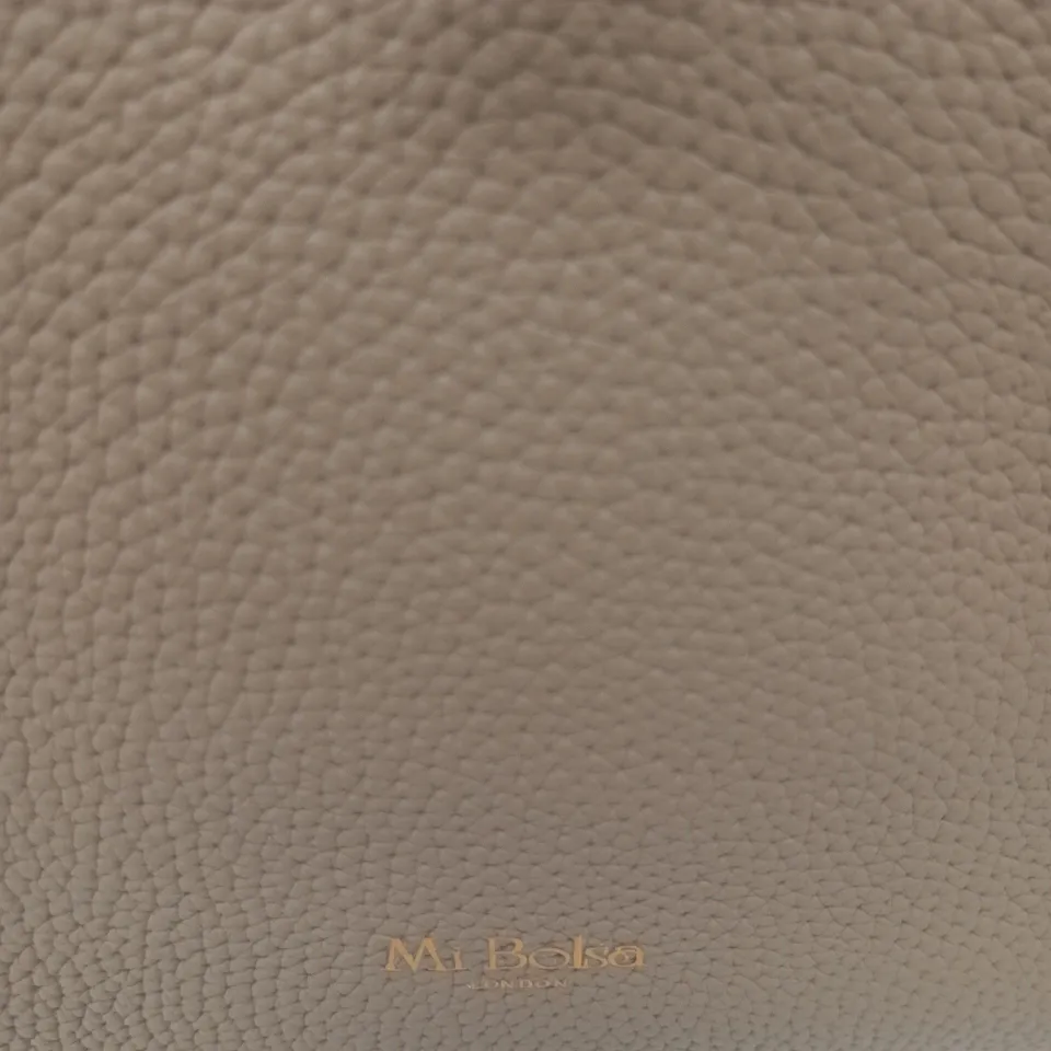 MI BOLSA LONDON BEIGE PEBBLED LEATHER HANDBAG