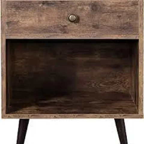 BOXED VASAGLE NIGHTSTAND WITH DRAWER AND OPEN COMPARTMENT - RUSTIC BROWN (1 BOX)
