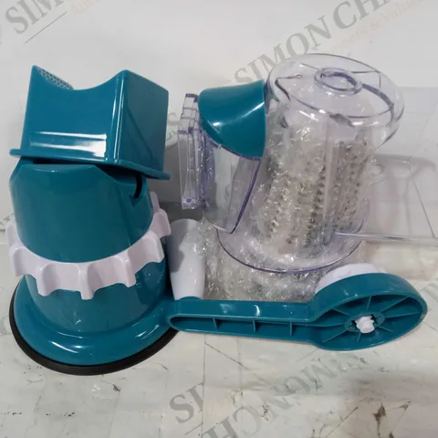 COOK'S ESSENTIALS SPEED GRATER & SLICER WITH SUCTION BASE - TEAL