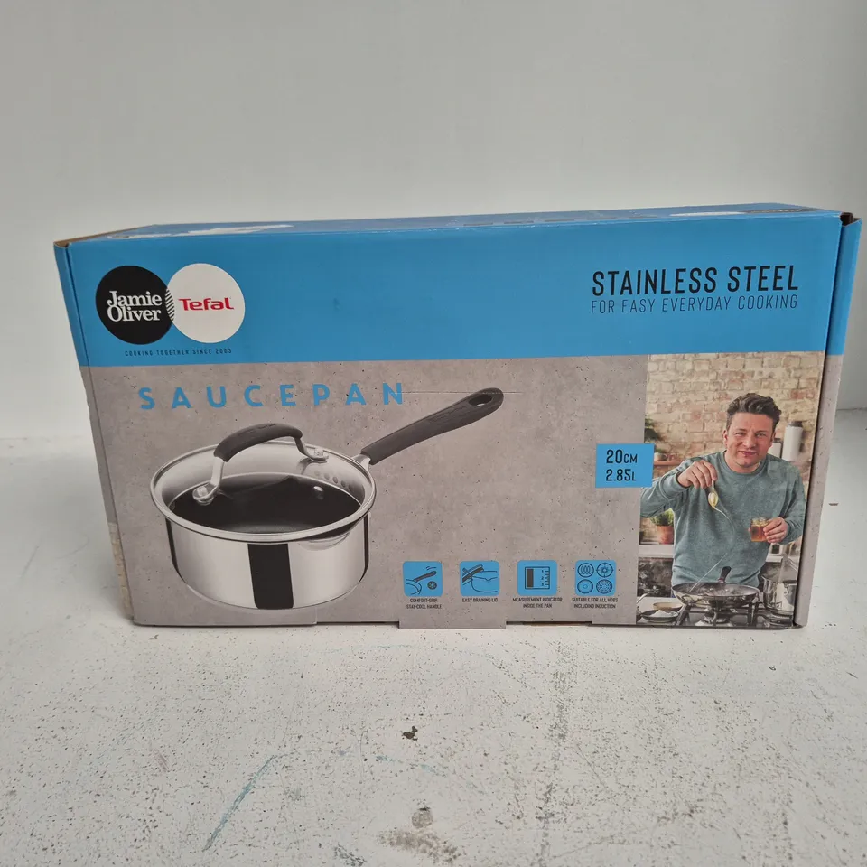JAMIE OLIVER BY TEFAL STAINLESS STEEL SAUCEPAN – 20 CM – BOXED