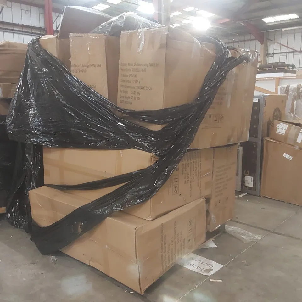 PALLET CONTAINING A VERY LARGE QUANTITY OF ASSORTED DESIGNER GARDEN FURNITURE PARTS