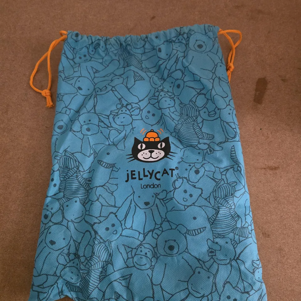 JELLYCAT LONDON GREY BUNNY PLUSH WITH BLUE DRAWSTRING BAG