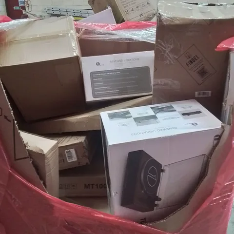 PALLET CONTAINING VARIOUS ASSORTED BOXED HOUSEHOLD ITEMS TO INCLUDE: TURNTABLE SYSTEMS, COOKER HOOD, CLASSIC CHRISTMAS TRAIN SET AND LOTS MORE UNMARKED BOXED ITEMS