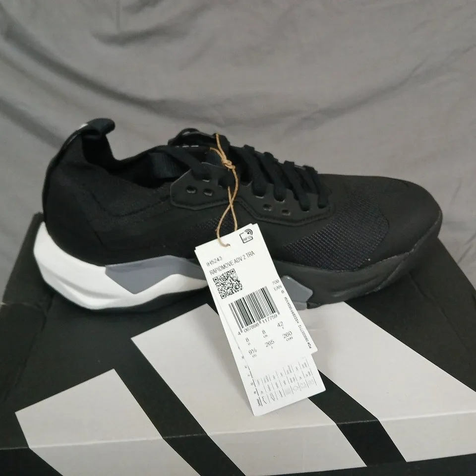 BOXED ADIDAS RAPIDMOVE ADV 2 TRAINER W – UK 8 (US 9.5), BLACK/GRAPHITE GREY