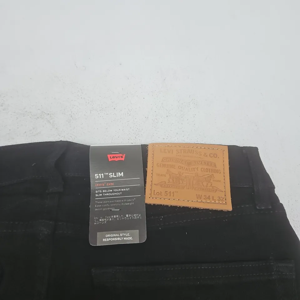 LEVI'S 511 SLIM JEANS – MEN'S, BLACK DENIM, 34 X 32