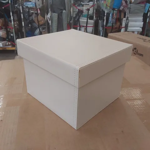 CUIR CREAM LEATHER EFFECT STORAGE BOX