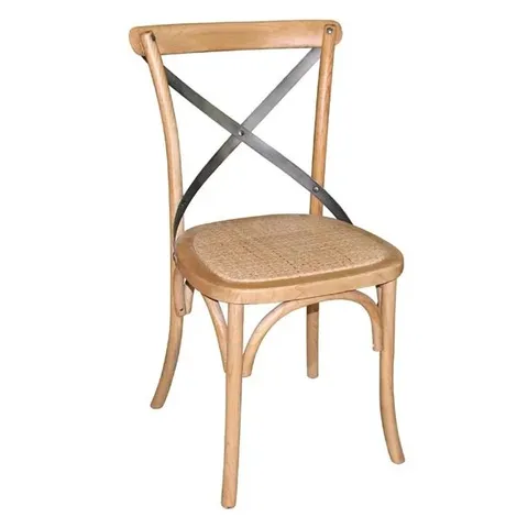 BOXED BOLERO BENTWOOD CHAIRS WITH METAL CROSS BACK NATURAL (2 PACK)