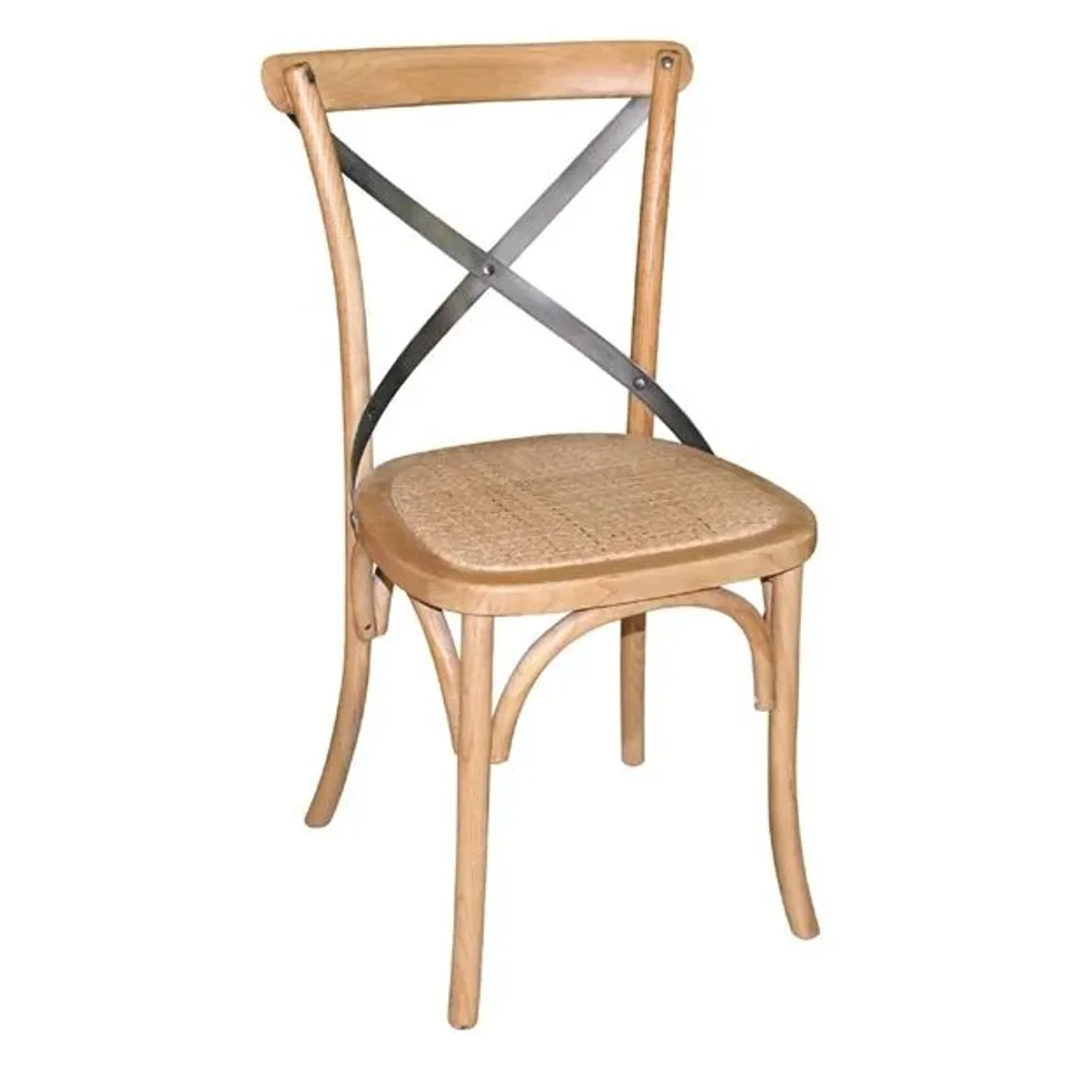 BOXED BOLERO BENTWOOD CHAIRS WITH METAL CROSS BACK NATURAL (2 PACK)