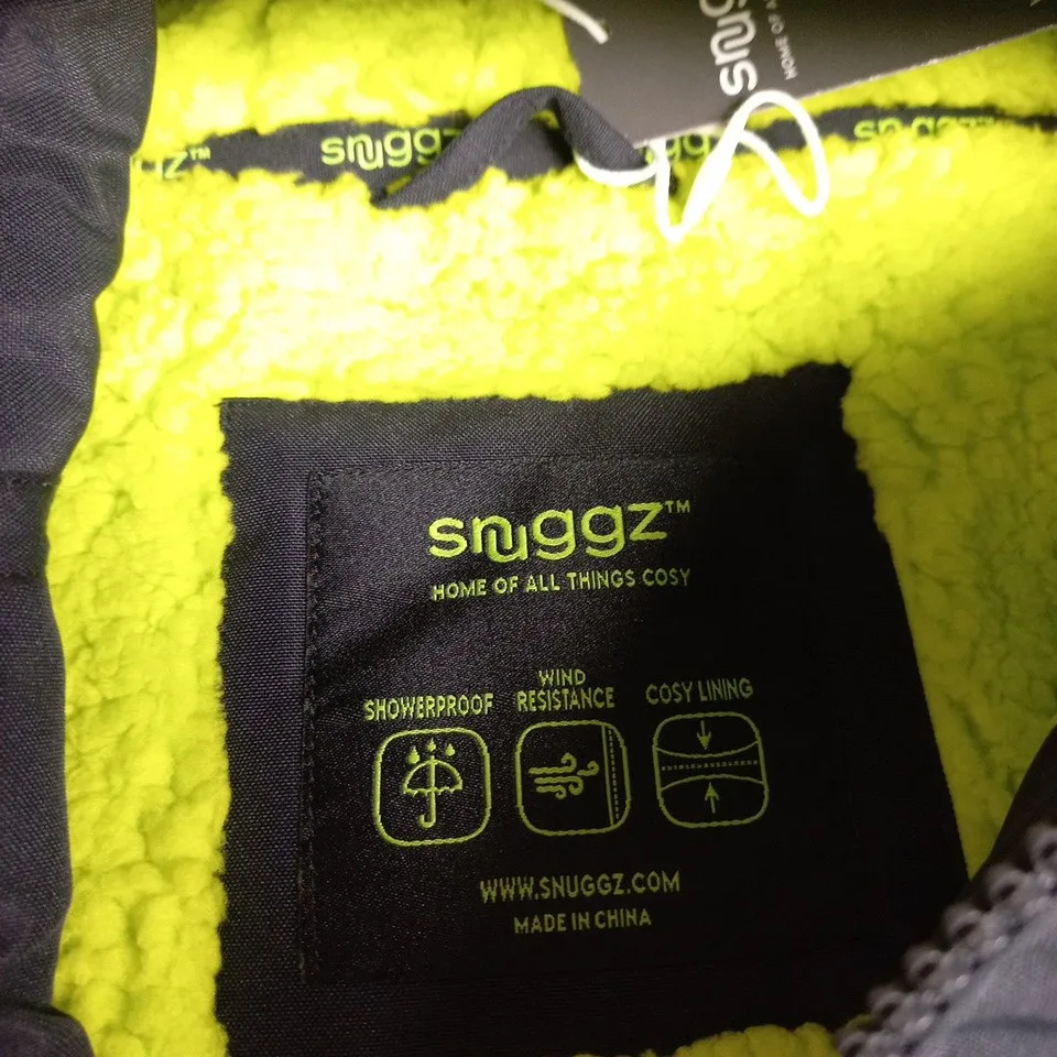 SNUGGZ WINTER JACKET – BLACK WITH NEON YELLOW FLEECE LINING