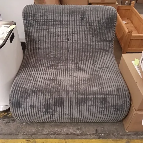 GREY CORDUROY UPHOLSTERED LOUNGE CHAIR