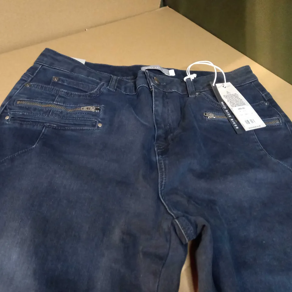 MINT VELVET DARK INDIGO BIKER JEANS - SIZE 16R