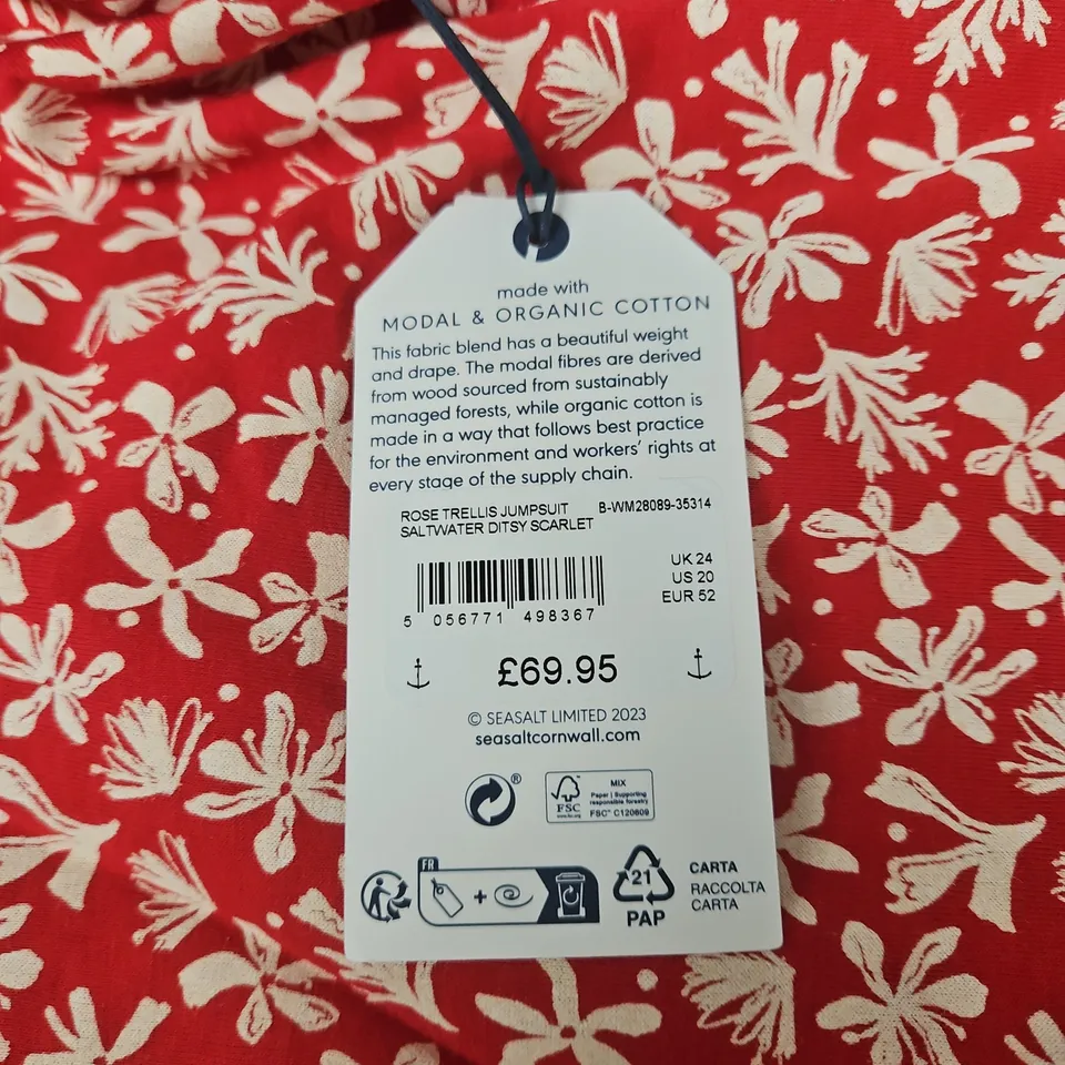 SEASALT CORNWALL ROSE TRELLIS JUMPSUIT - SALTWATER DITSY SCARLET - SIZE UK 24