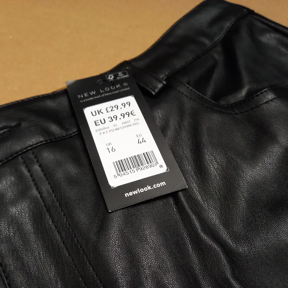 NEW LOOK PETITE PU TROUSERS - UK 16