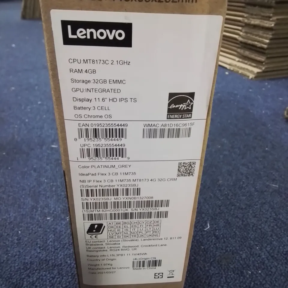 LENOVO IDEA FLEX 3 CHROMEBOOK LAPTOP - PLATINUM GREY