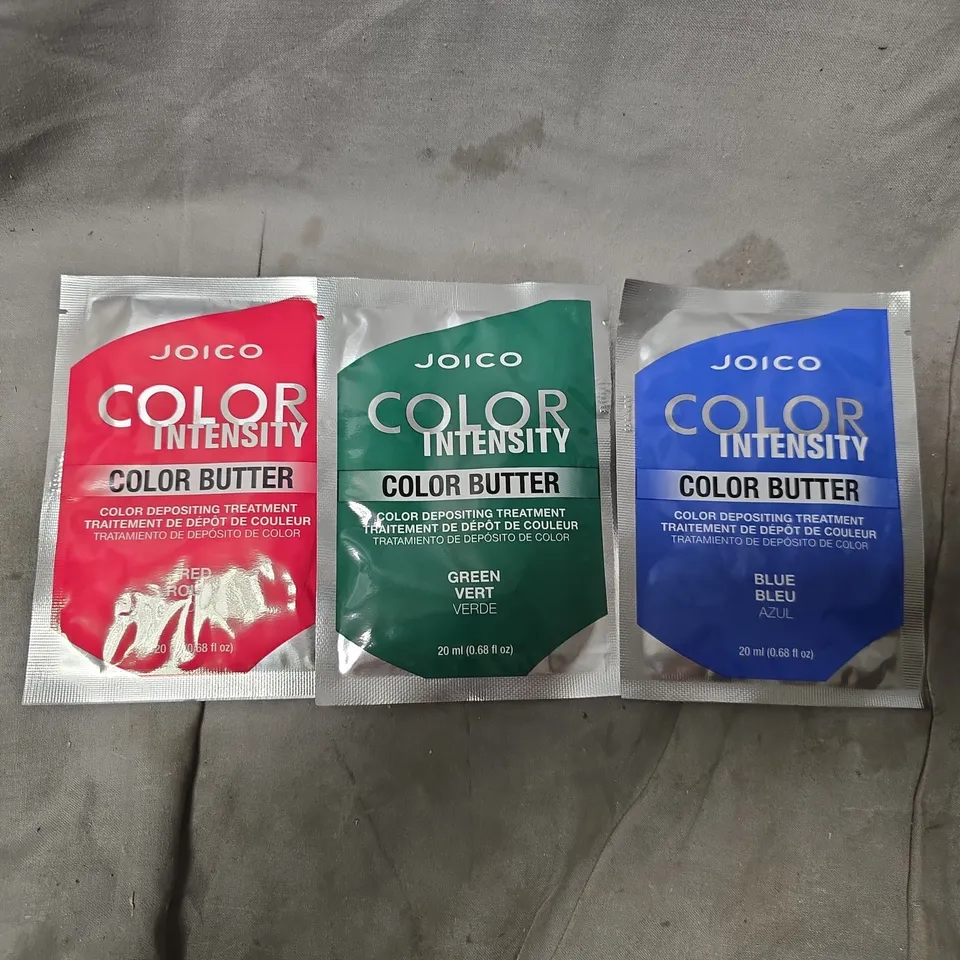 APPROXIMATELY 30 ASSORTED JOICO COLOUR INTENSITY BUTTER TO INCLUDE GREEN, BLUE, RED, ETC - COLLECTION ONLY 