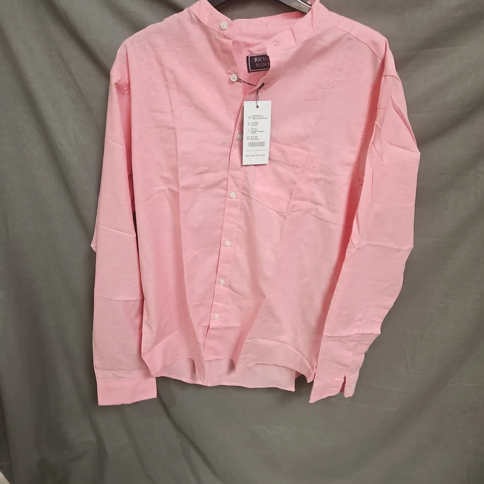 RICHARD HAWKES PINK SHIRT – MEN'S, SIZE M, BUTTON-DOWN COTTON CASUAL SHIRT