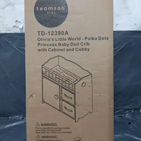 BOXED TEAMSON KIDS TD-12390A BABY DOLL CRIB WITH CABINET 