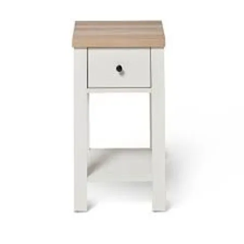 BOXED BAMPTON 1 DRAWER BEDSIDE TABLE - ALABASTER 