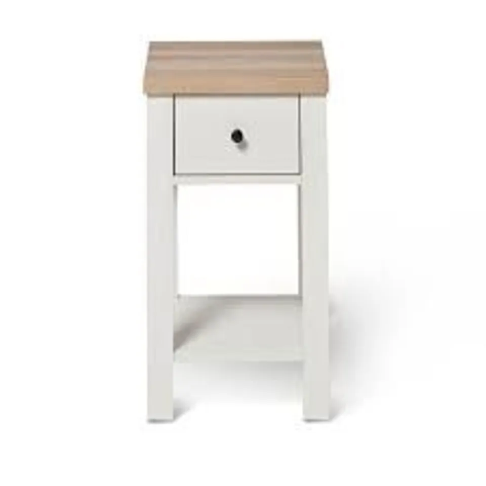 BOXED BAMPTON 1 DRAWER BEDSIDE TABLE - ALABASTER