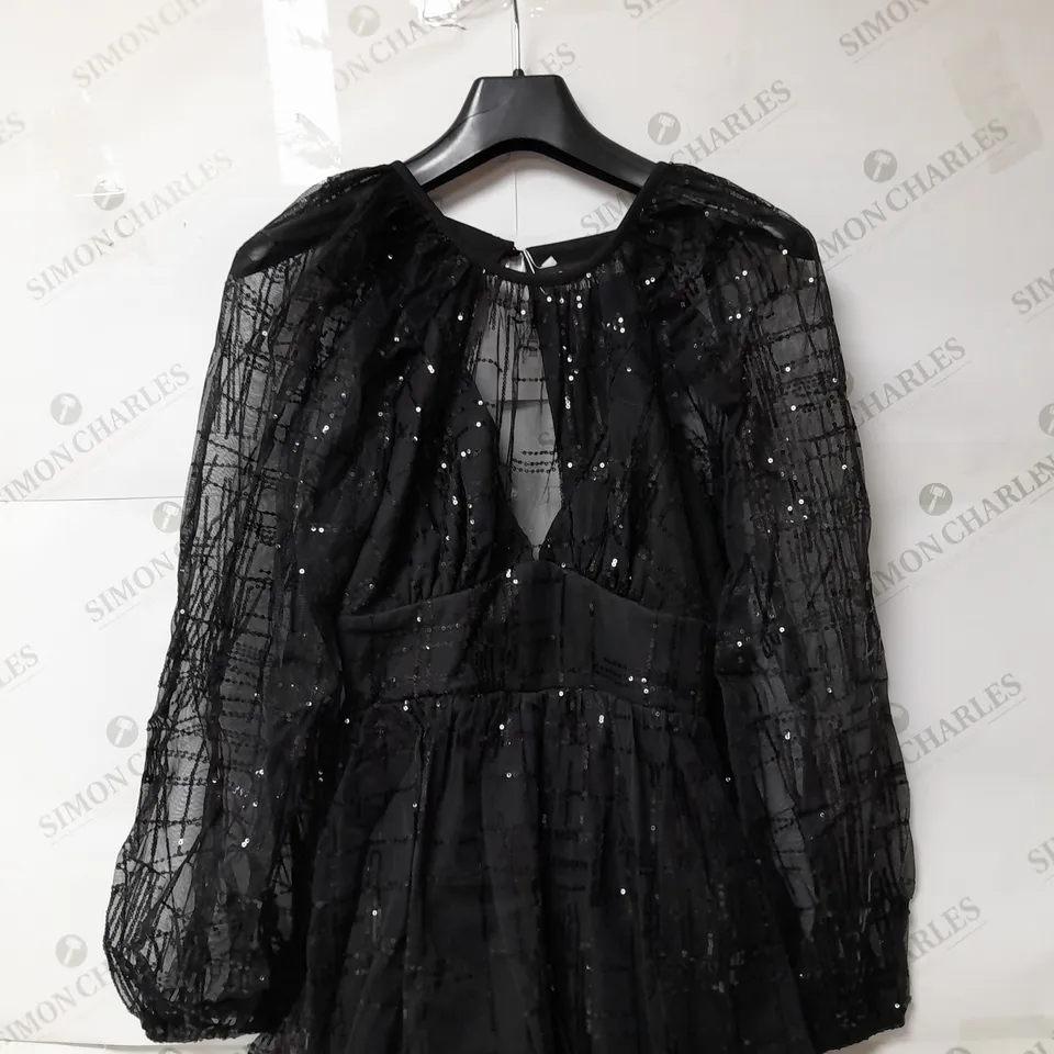 IN THE STYLE PETITE BLACK PALAZZO SEQUIN PLAYSUIT SIZE 8