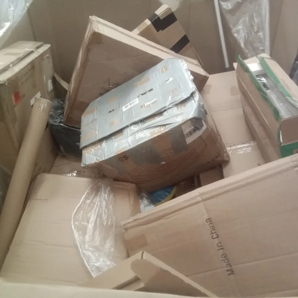 PALLET OF ASSORTED ITEMS INCLUDING CLOSET WARDROBE, FLIGHT KNIGHT SUITCASE, ROCKSHEAT PIZZA STONE FOR OVEN GRILL, NIGHT LIGHT WALL CLOCK, CRICKET SET, SLIM TOILET SEAT  