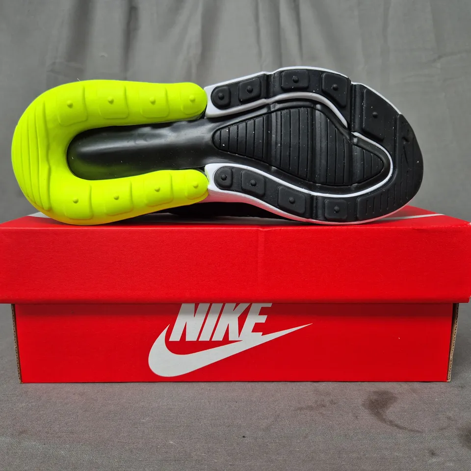 BOXED PAIR OF NIKE AIR MAX 270 SHOES IN BLACK/LIME UK SIZE 3.5