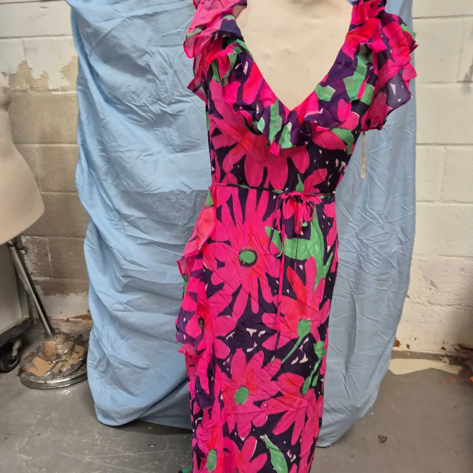 RIXO MEADOW DRESS – DANISH FLORAL PINK, UK 10 PETITE (S)