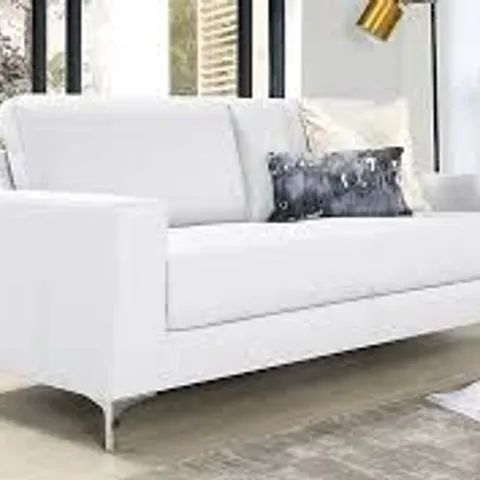 BOXED BALTIMORE WHITE LEATHER THREE SEATER SOFA (1 BOX)