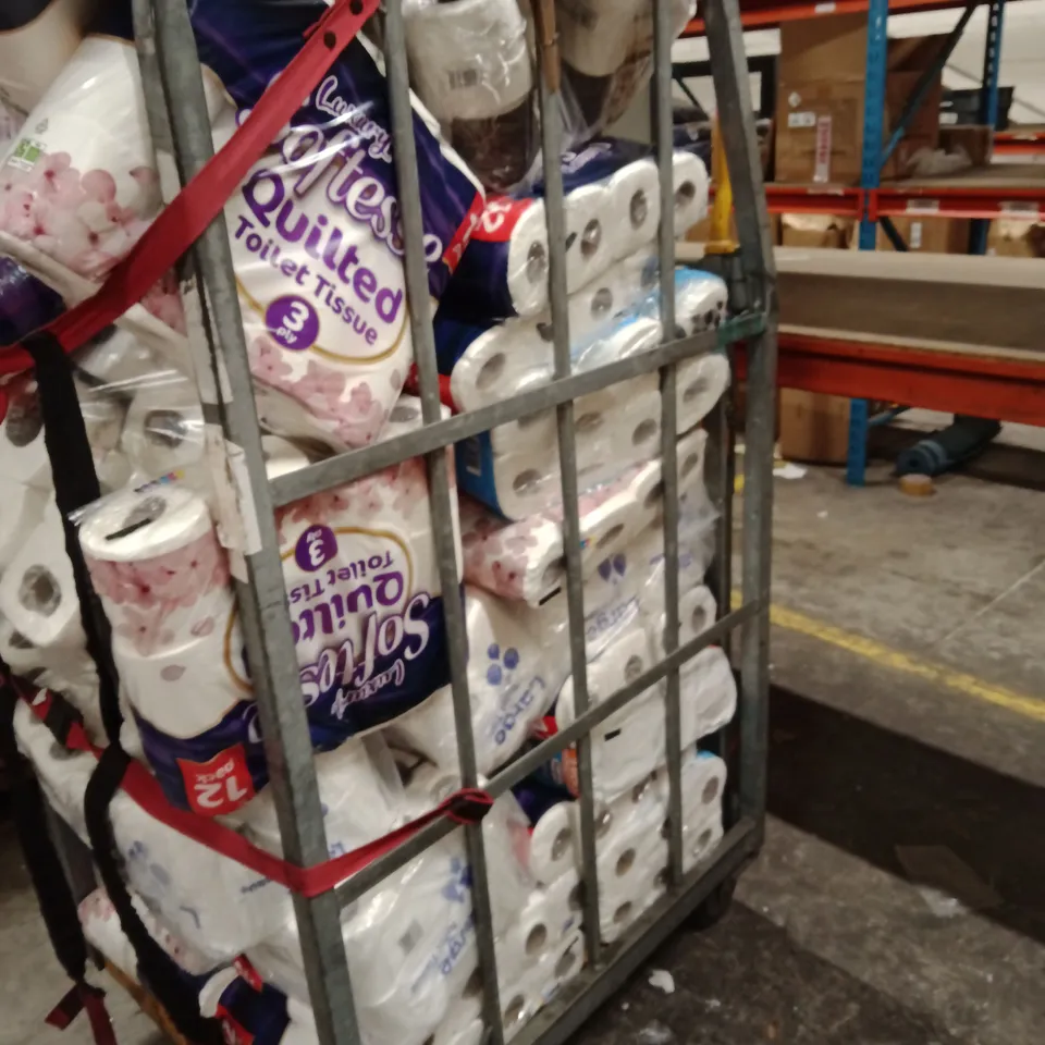 CAGE CONTAINING A LARGE QUANTITY OF TOILET PAPER