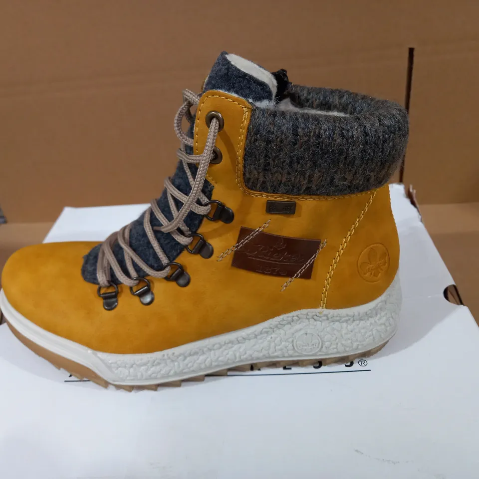 RIEKER YELLOW LACE BOOTS - SIZE 4