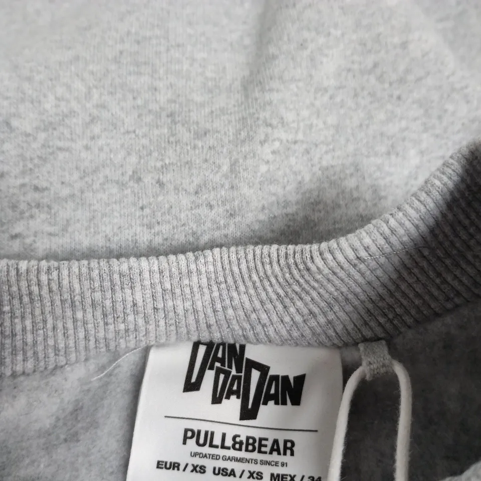 PULL&BEAR GREY HOODIE, GRAPHIC PRINT, UK 6 (EU 34)