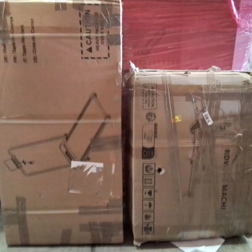 PALLET OF ASSORTED HOUSEHOLD GOODS AND PRODUCTS TO INCLUDE;ELECTRIC TREADMILL,ROWING MACHINE