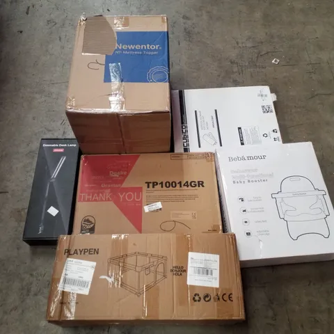 PALLET CONTAINING ASSORTED PRODUCTS INCLUDING MATTRESS TOPPER, DIMMABLE DESK LAMP, PLAYPEN, MULTIFUNCTIONAL BABY BOOSTER & TOILET SEAT 