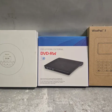 APPROXIMATELY 10 ASSORTED ELECTRICAL ITEMS TO INCLUDE WISEPAD 3, WAYGOAL CD PLAYER, ETC