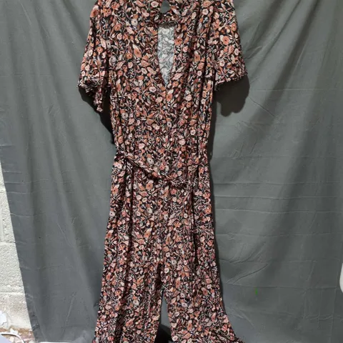 WOMEN'S FLORAL PRINT MAXI DRESS – BLACK WITH PEACH FLOWERS BY LTS